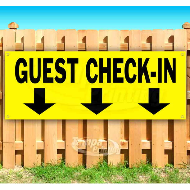 Guest Check-in 13 oz Heavy Duty Vinyl Banner Sign with Metal Grommets Many Sizes Available Store Advertising New Flag, 